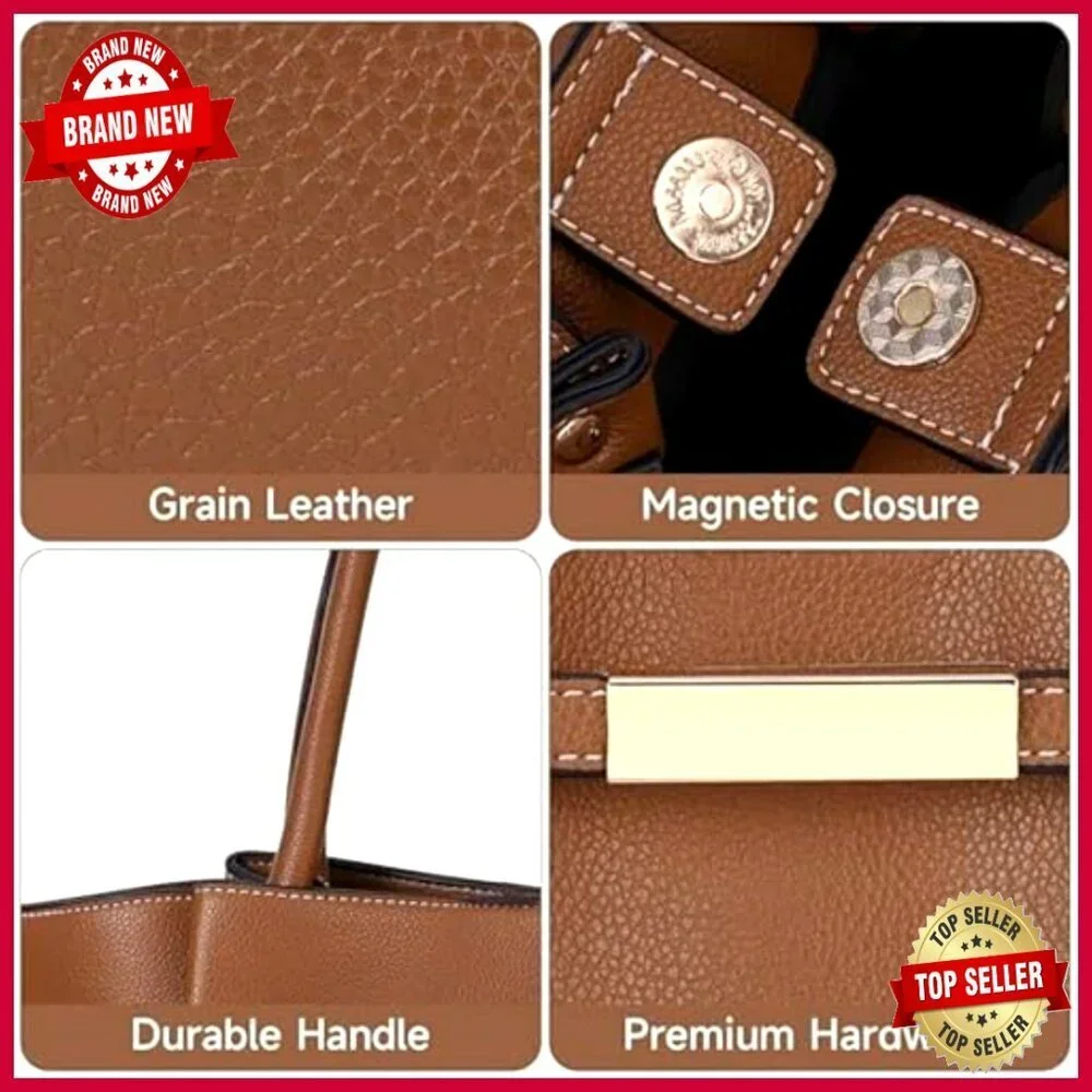 Large Vegan Leather Tote Bag Top Handle Shoulder Purse Daily Use